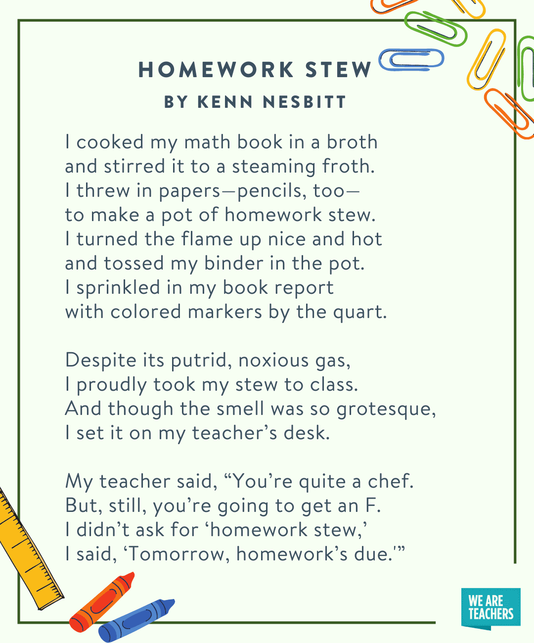 poem homework year 5