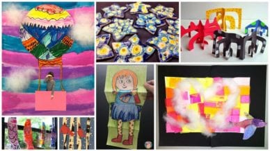 Collage of First Grade Art Projects