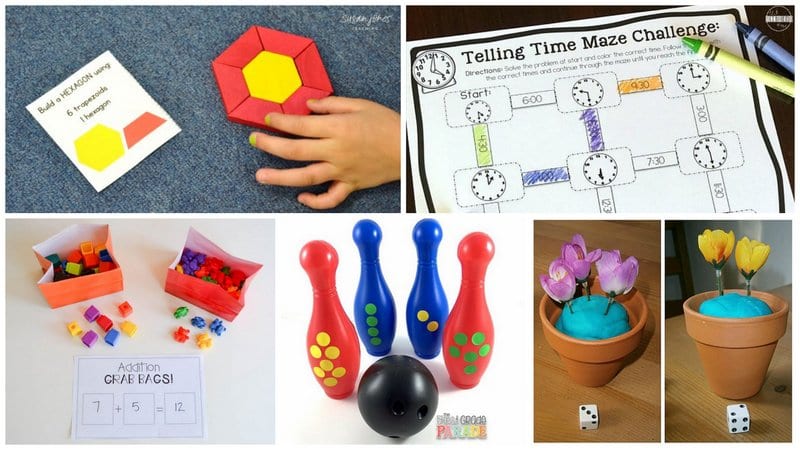 Collage of First Grade Math Games