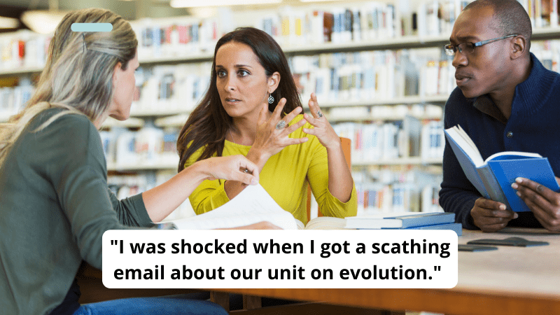 Teacher in parent conference defending classroom materials