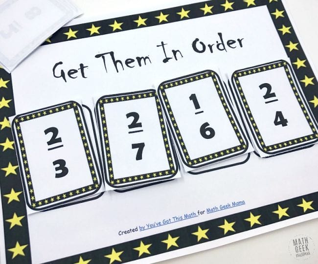 Get Them In Order fractions game