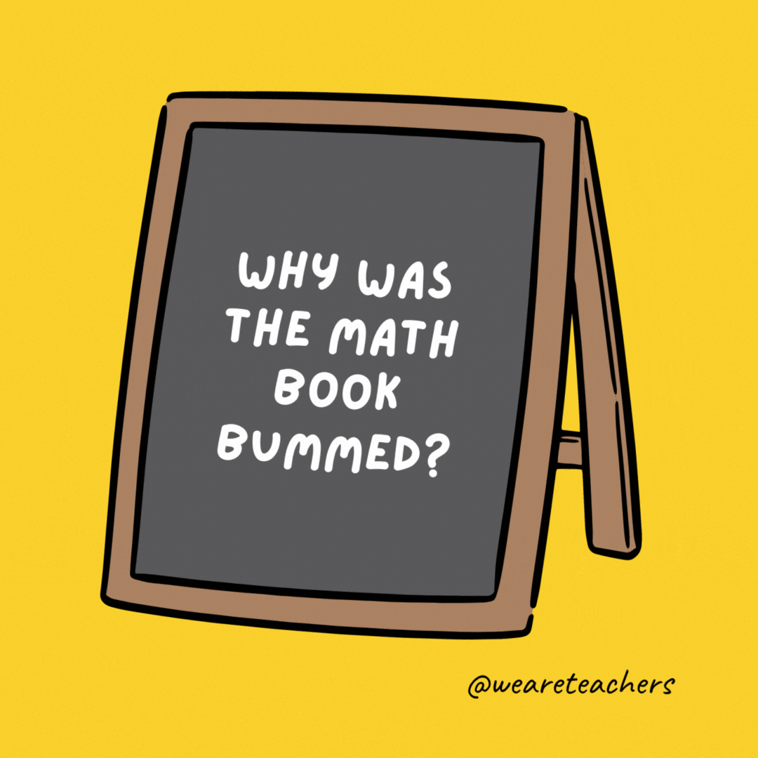 Why was the math book bummed? It had a lot of problems.