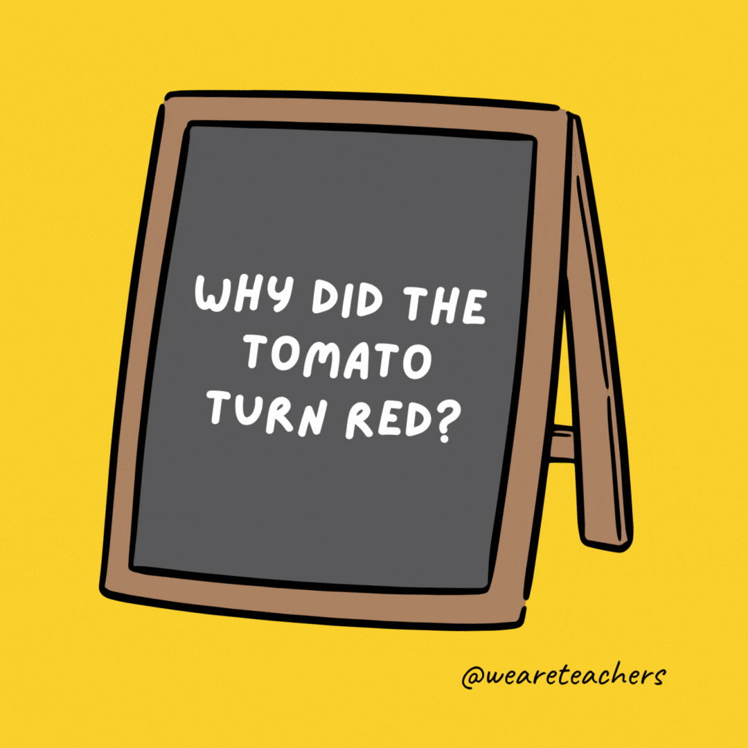 لماذا تحولت الطماطم إلى اللون الأحمر؟  لأنه رأى صلصة السلطة.