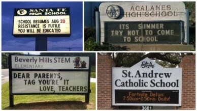 Collage of Funny School Marquees