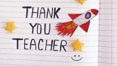 Still of virtual teacher appreciation sign