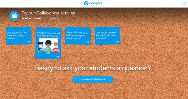 Screen shot of Nearpod collaborative activity