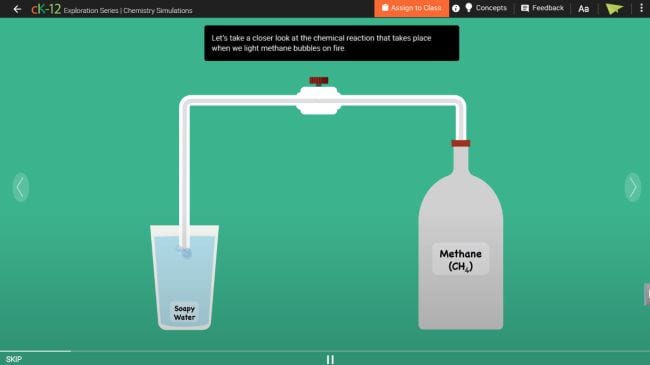 Screen shot of CK-12 lesson page showing a science experiment (Best Google Classroom Apps)