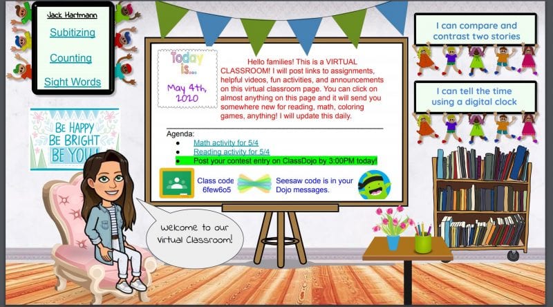 Bitmoji classroom with details