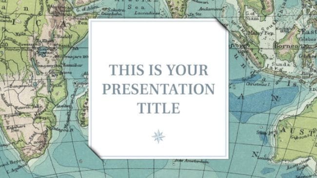 Map themed Google slides template reading "This is your presentation title"
