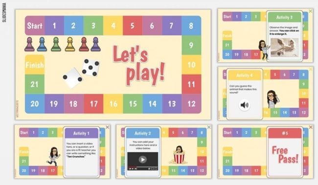 Gameboard themed Google Slides template