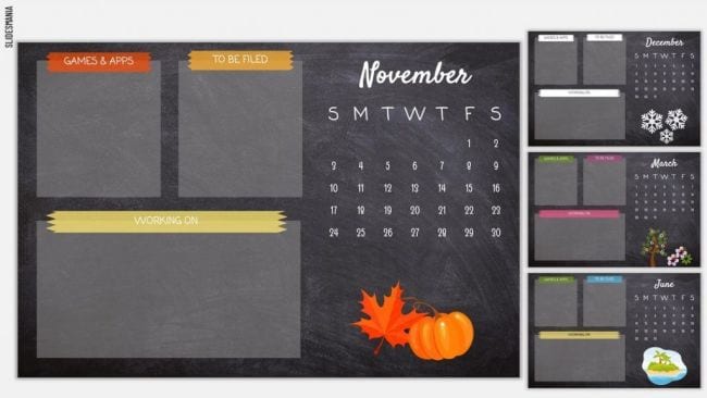 Google slides calendar theme for month of November
