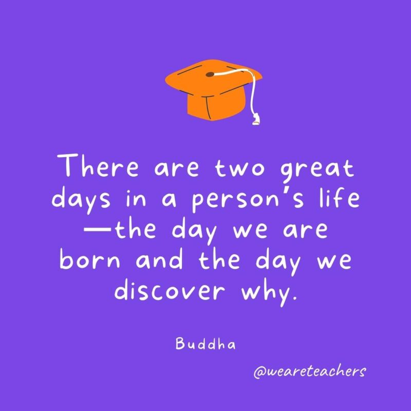 There are two great days in a person’s life—the day we are born and the day we discover why. —Buddha