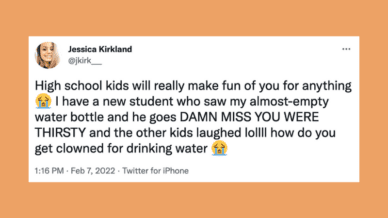 Tweet of high school students making fun of teachers
