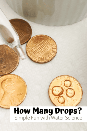 Surface tension experiment: how many drops of water can fit on a penny. 