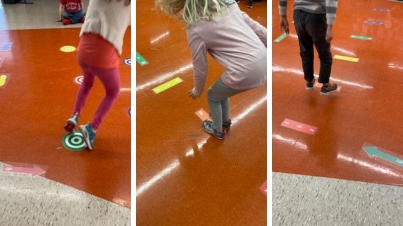 Kids using school sensory paths