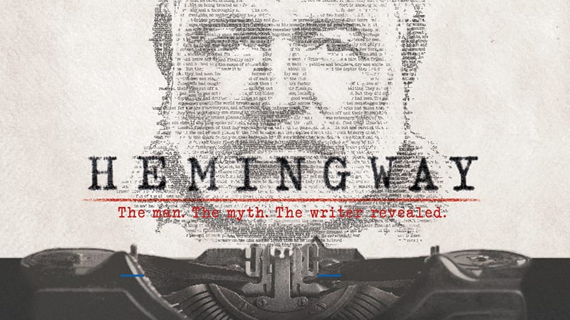 Image of Hemingway with promo about new documentary Hemingway Educator Guide
