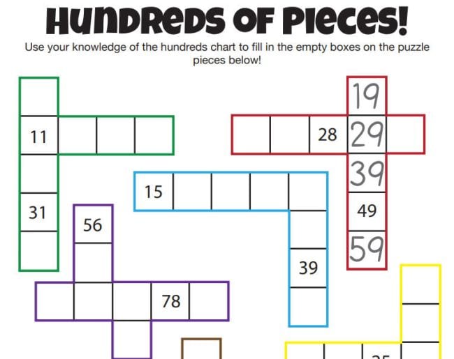 Hundreds Chart Printable Activities