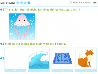 Example of word work computer game -- kindergarten websites