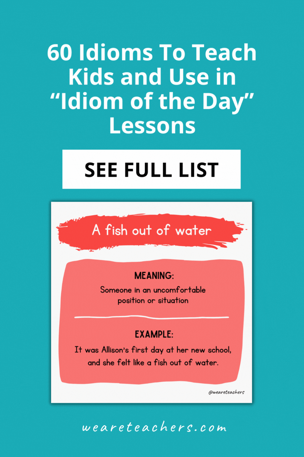 Idioms are expressions that don't always make sense literally. Use these examples in Idiom of the Day lessons for students.