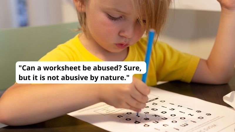 Child doing worksheet - In Defense of the Worksheet