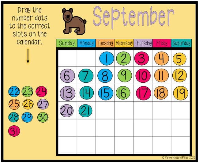 Interactive Calendar For Kindergarten