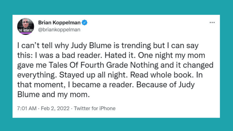 Judy Blume Tweet