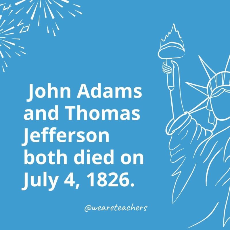 John Adams ve Thomas Jefferson, 4 Temmuz 1826'da öldüler.