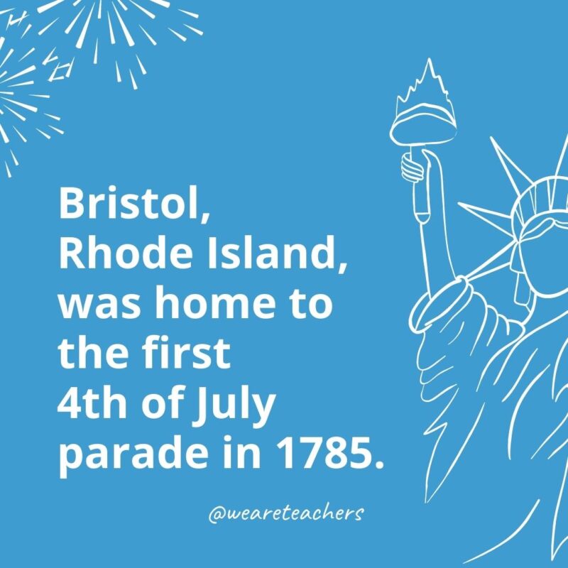 Bristol, Rhode Island, was home to the first 4th of July parade in 1785.