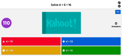 Show a sample question from Kahoot