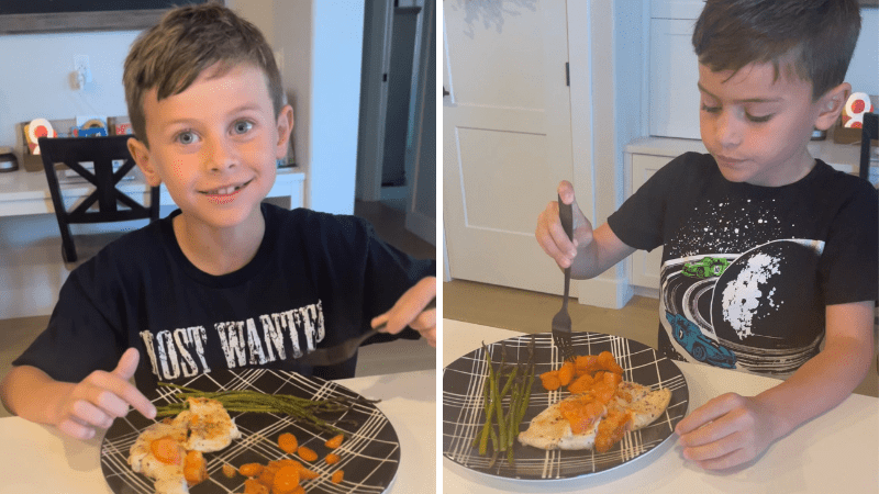 Kids eating a Home Chef meal