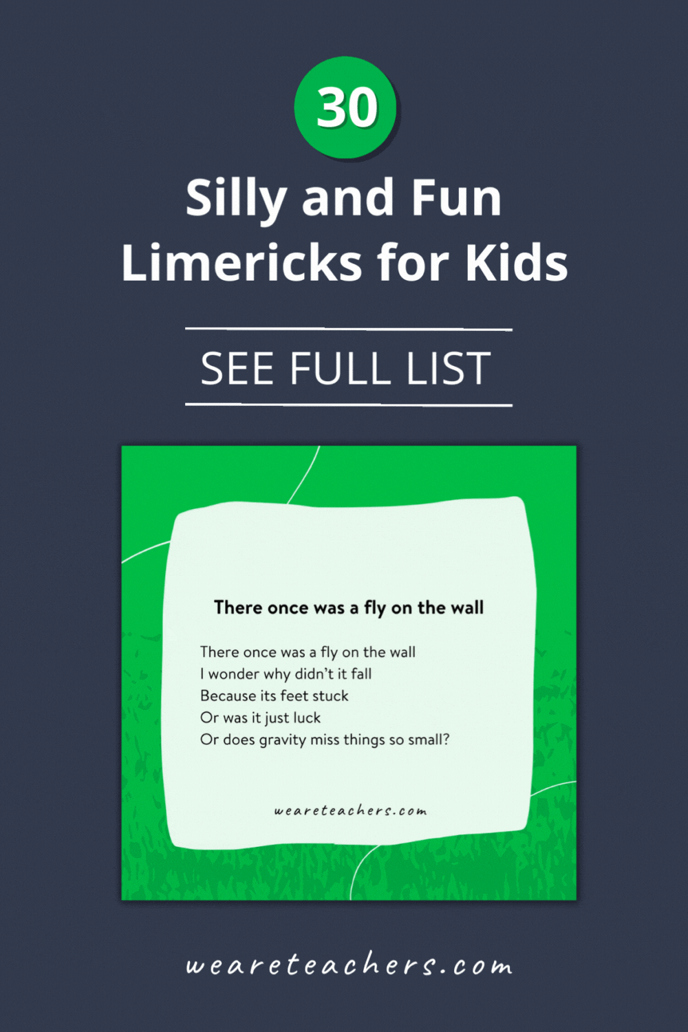 Looking for a quick, fun poetry form to share with students? This list of limericks for kids is perfect for the sharing some laughs!