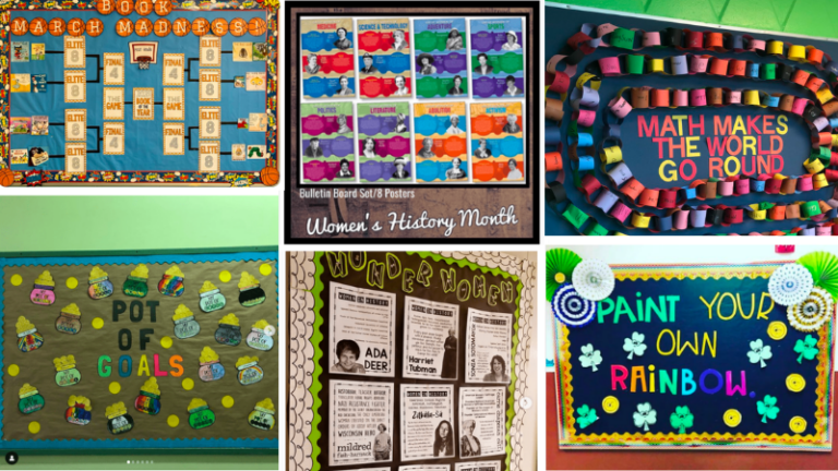 March Bulletin Board Ideas - St. Patrick's Day, Pi Day, Women's History