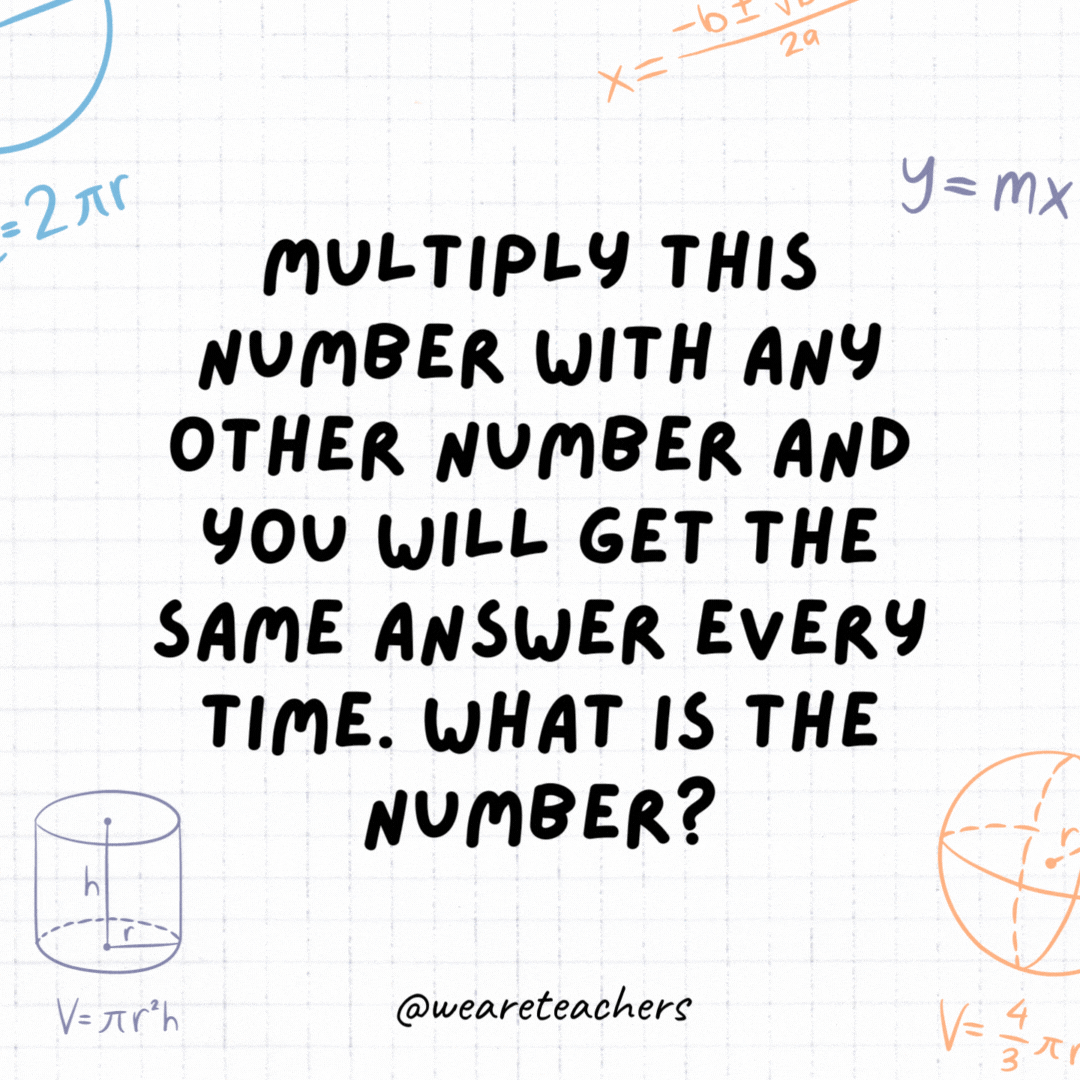 21. Multiply this number with any other number and you will get the same answer every time. What is the number?