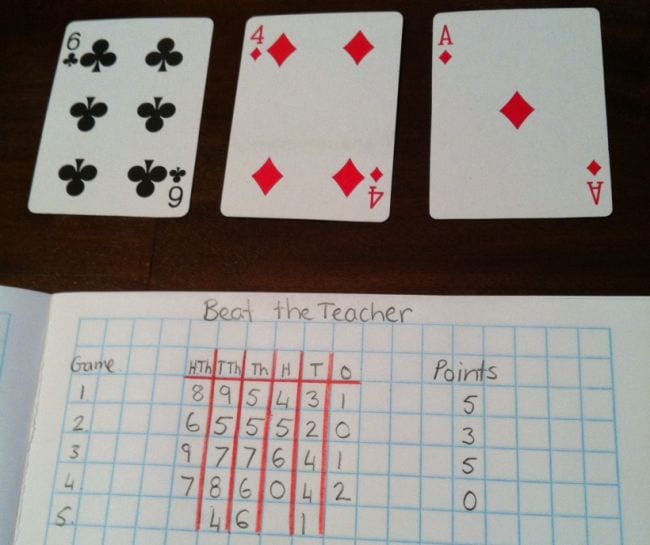 Math Card Games Relief Teaching Ideas