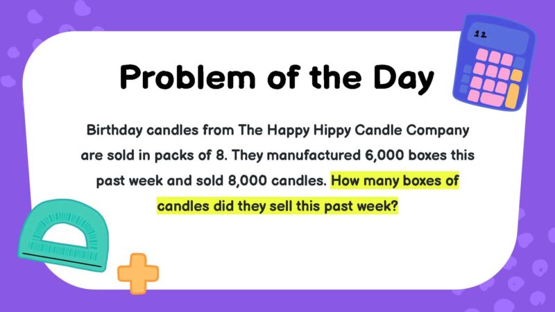 Birthday candles from The Happy Hippy Candle Company are sold in packs of 8. They manufactured 6,000 boxes this past week and sold 8,000 candles. How many boxes of candles did they sell this past week?