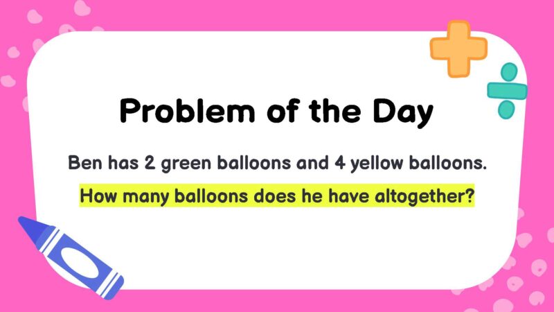 Ben has 2 green balloons and 4 yellow balloons. How many balloons does he have altogether?