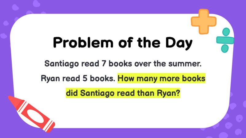 Santiago read 7 books over the summer. Ryan read 5 books. How many more books did Santiago read than Ryan?