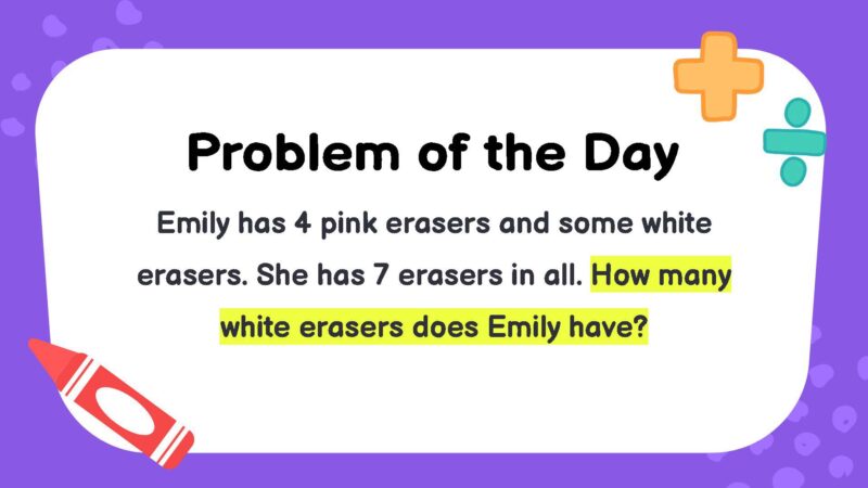 Emily has 4 pink erasers and some white erasers. She has 7 erasers in all. How many white erasers does Emily have?