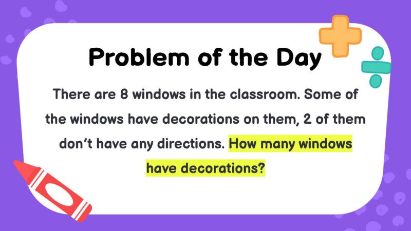 There are 8 windows in the classroom. Some of the windows have decorations on them, 2 of them don’t have any directions. How many windows have decorations?