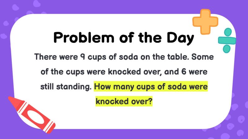There were 9 cups of soda on the table. Some of the cups were knocked over, and 6 were still standing. How many cups of soda were knocked over?