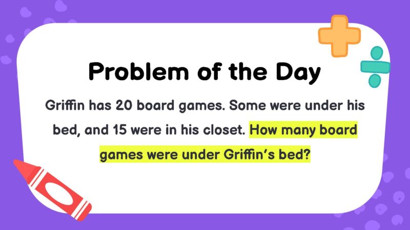 Griffin has 20 board games. Some were under his bed, and 15 were in his closet. How many board games were under Griffin’s bed?