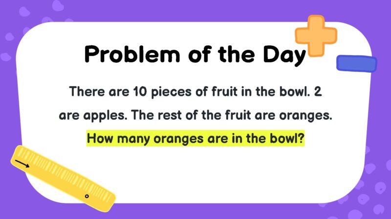 There are 10 pieces of fruit in the bowl. 2 are apples. The rest of the fruit are oranges. How many oranges are in the bowl?
