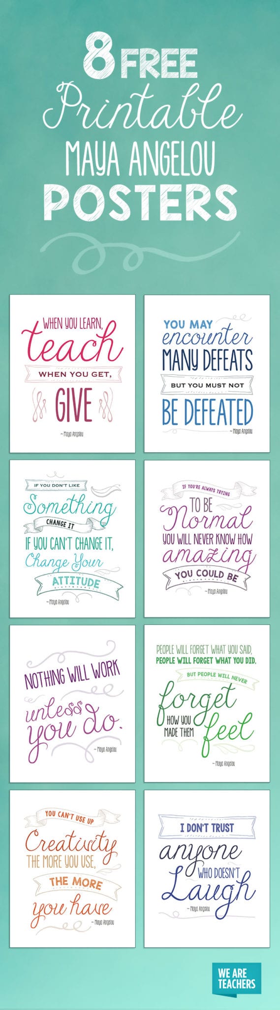 Maya Angelou Education Quotes 8 Free Printable Posters