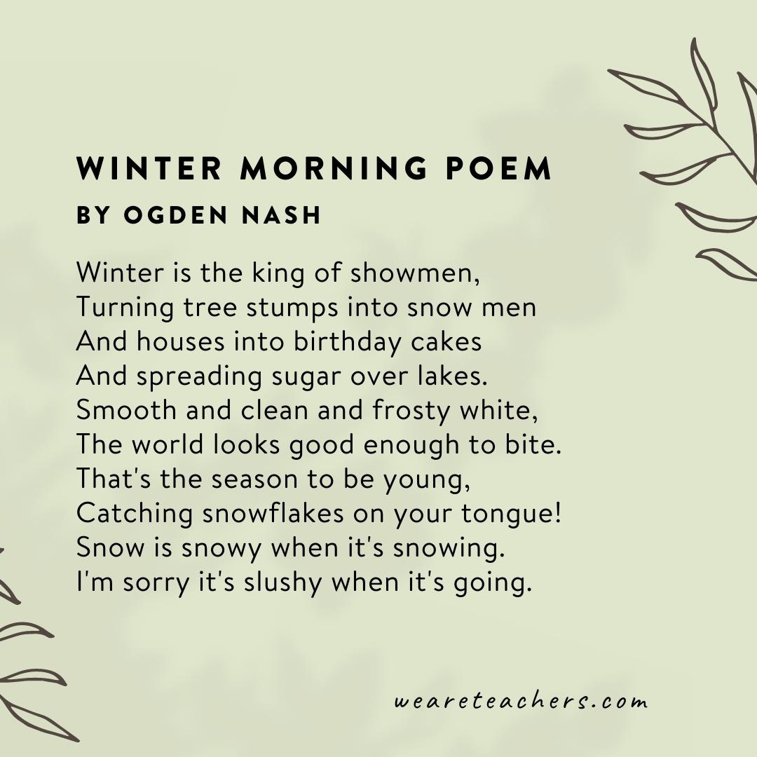 Winter Morning Poem by Ogden Nash.