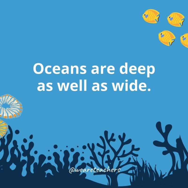 Oceans are deep as well as wide.