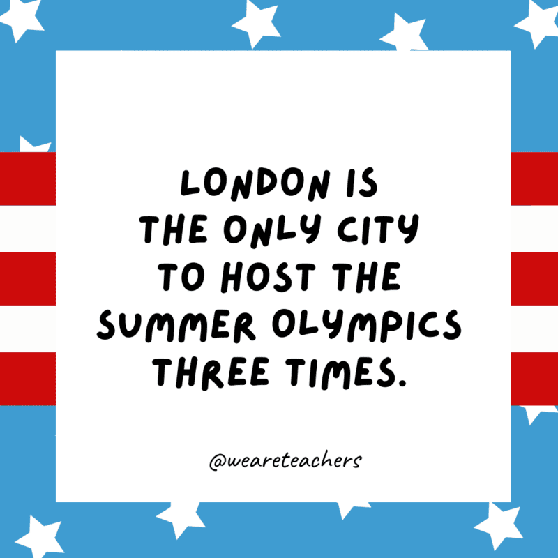 London is the only city to host the Summer Olympics three times.