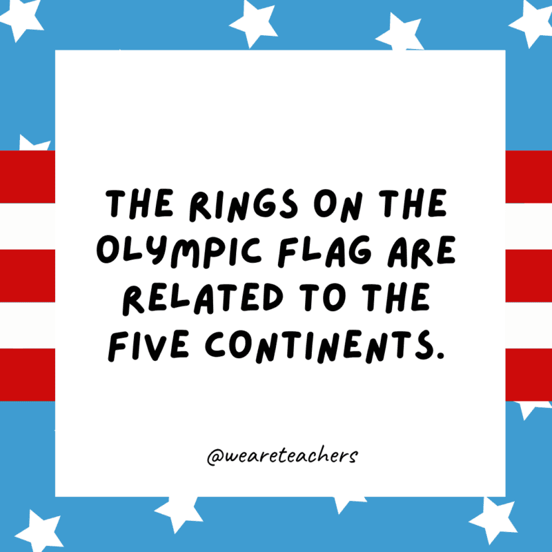 The rings on the Olympic flag are related to the five continents.