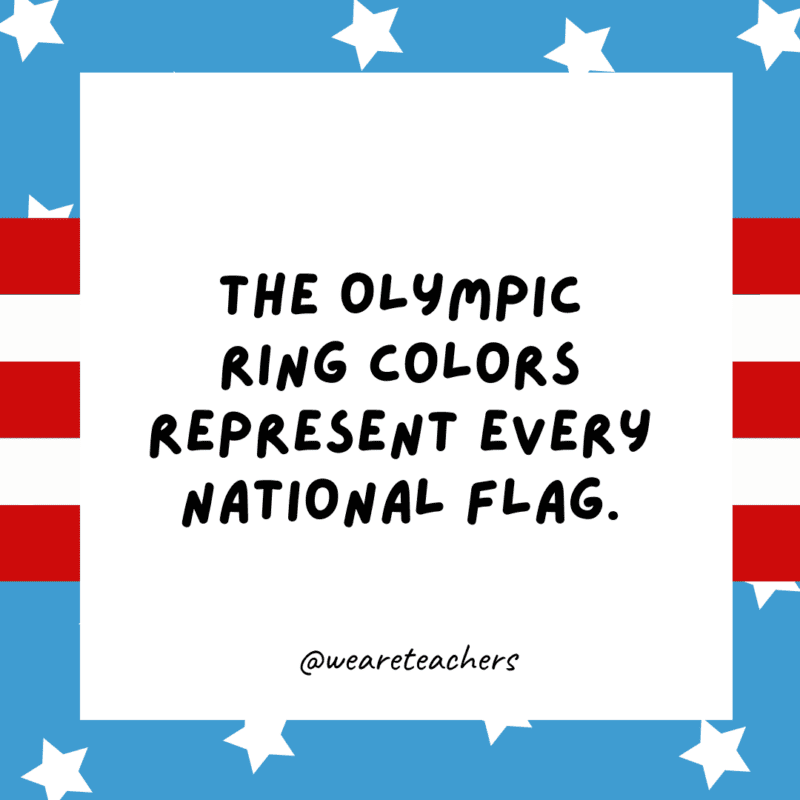 The Olympic ring colors represent every national flag.
