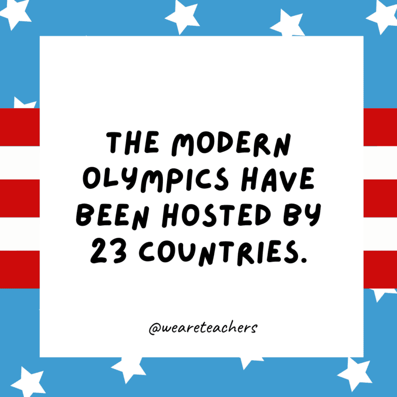 The modern Olympics have been hosted by 23 countries.