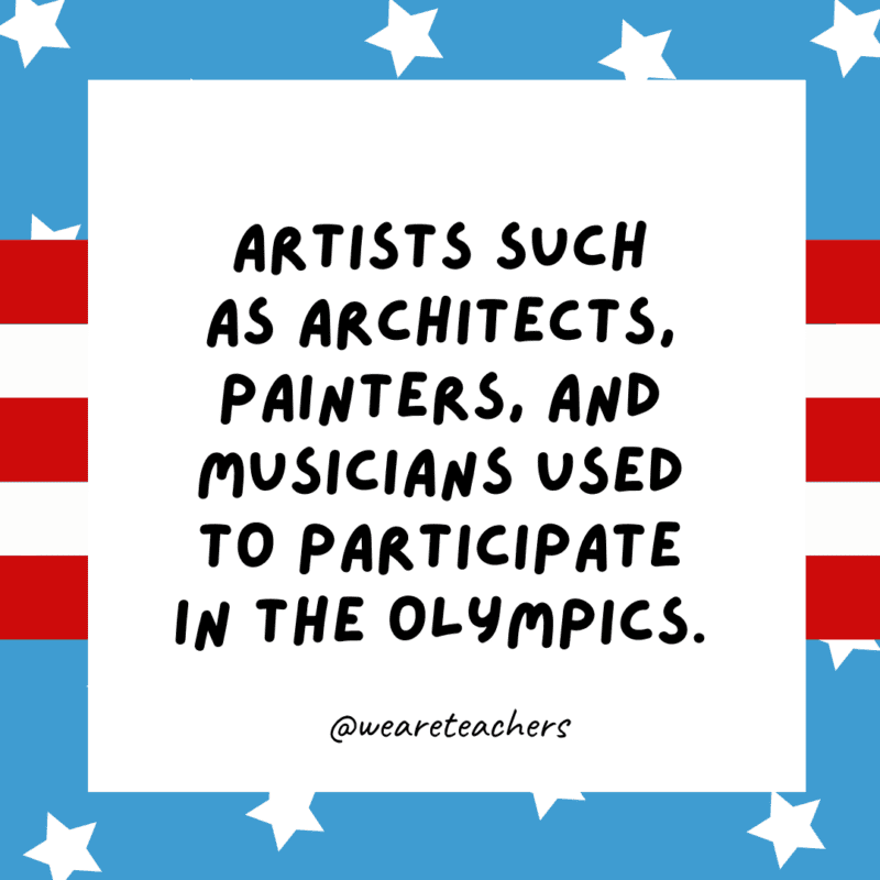 Artists used to participate in the Olympics.